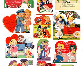 Vintage Couples Valentine Clip Art Collage (Digital Download)