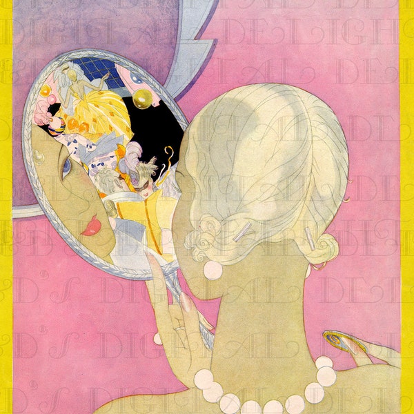 FLAPPER Sees a Party! Vintage Art Deco Digital 1920s Jazz Age Illustration!  Digital Flapper Download. Digital Art DECO Flapper Print.