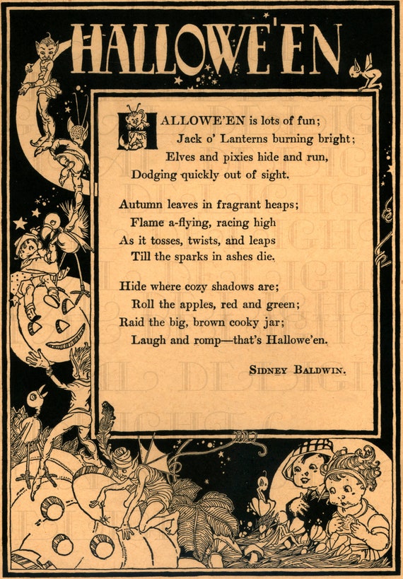 Delightful Rare Digital HALLOWEEN Poem. VINTAGE Halloween  Etsy