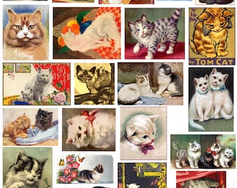 Vintage Cat Clip Art: Printable Kitty Cat Images (Digital Download)