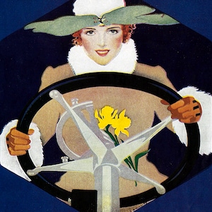 Coles Phillips Art Deco Fashion Illustration: Woman Driver Vintage Print (Digital Download)