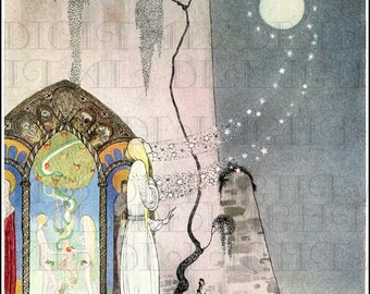 Out Flew The Moon. Deco Kay NIELSEN  Vintage Illustration.   Digital Download. Digital PRINT. From FIRST Edition.