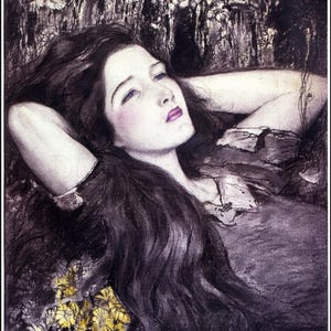 Lazy Lounging Long Haired Lady! Vintage Flapper Digital ILLUSTRATION. Flapper Digital DOWNLOAD. Digital Print. Printable Art Deco Image.