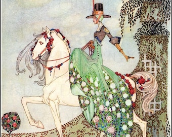 Kay Nielsen Illustration: Lady on Horseback, Vintage Art Print (Digital Download)