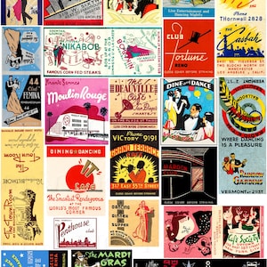 Classic MATCHBOOKS! Retro Mid-Century Collage. Vintage NITECLUBS Digital Download. Matchbook VINTAGE Illustration. All Sizes.