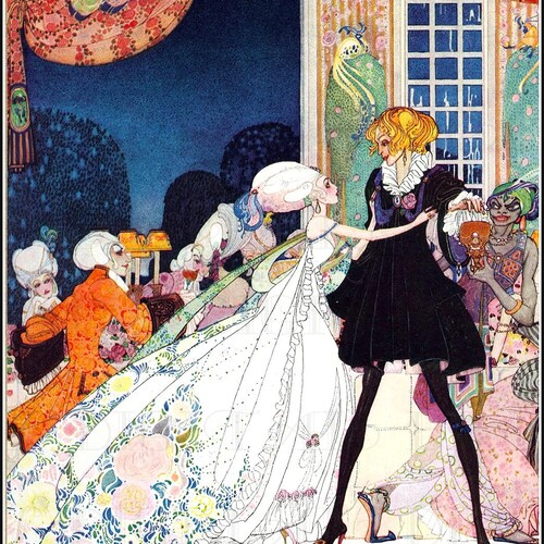 Art Deco. Fairy Tale Vintage Illustration. Digital Download. Kay