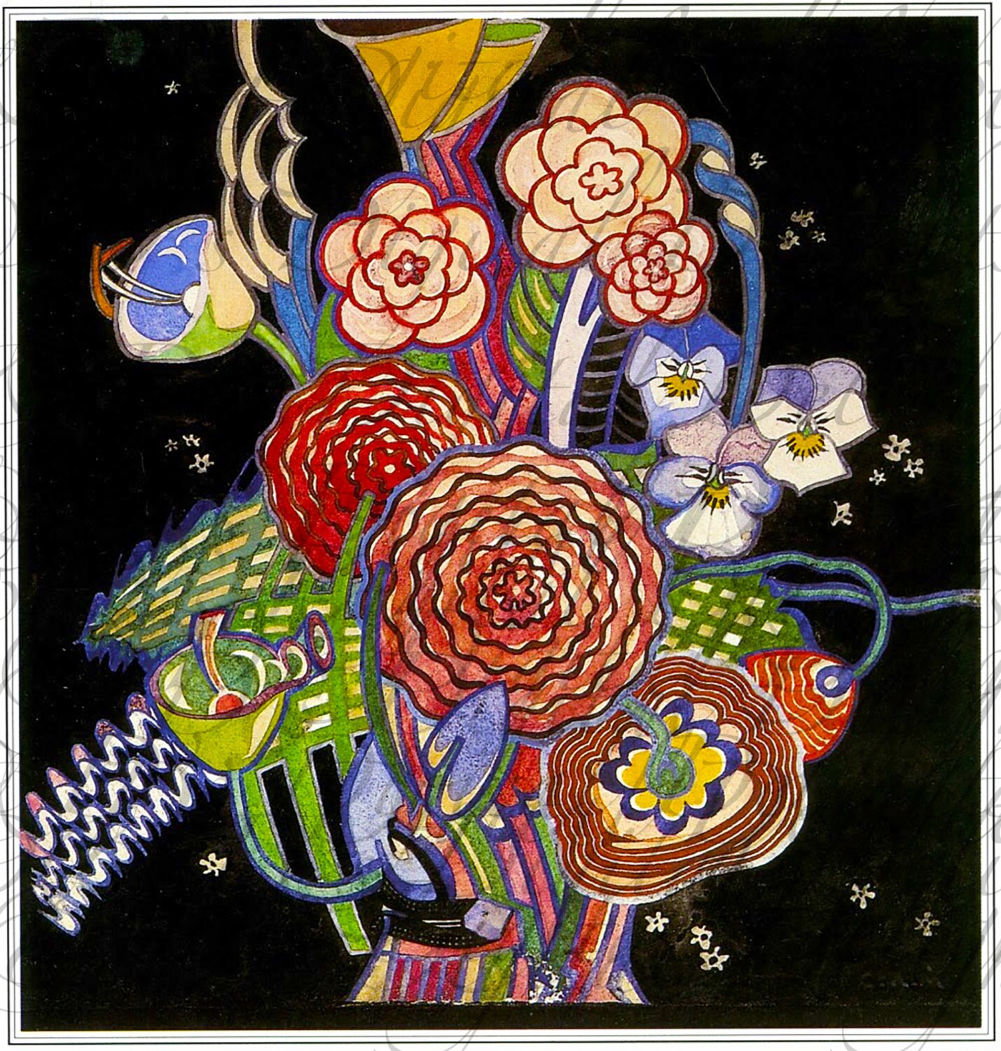 Rare Scrumptious Art Deco Vase Of Flowers Vintage Flower Etsy