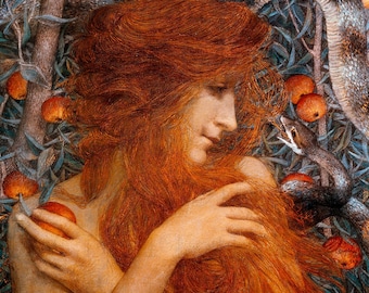 Eve and the Serpent Art Print: Waterhouse Painting Digital Download