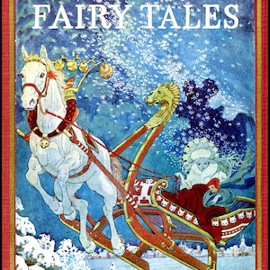 La reine des neiges. Couverture du livre Les contes de fées d'Andersen.  Illustration numérique vintage. Téléchargement NUMÉRIQUE.