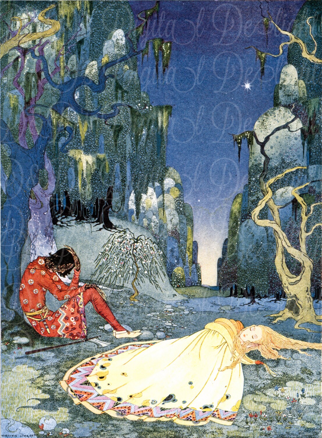 RARE. Sleeping Princess. Art DECO French Fairy Tale. Vintage - Etsy