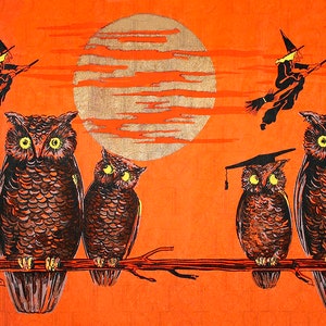 1920s Halloween Owls Crepe Paper Illustration (Digital Download)