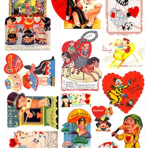 Vintage Zirkus Valentine Collage: Clowns, Handlettering, Zirkus (Digitaler Download)