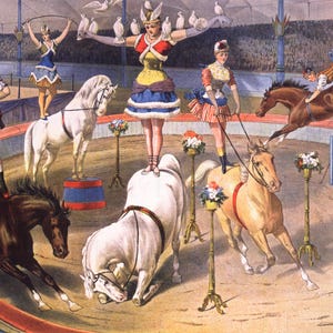 Póster de circo antiguo: Jinetes a pelo, descarga digital vintage