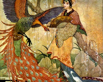 RARE. Gorgeous  Asian Arabian Nights . Vintage Fairy Tale Illustration. Digital Download. Vintage Digital Arabian Nights Print