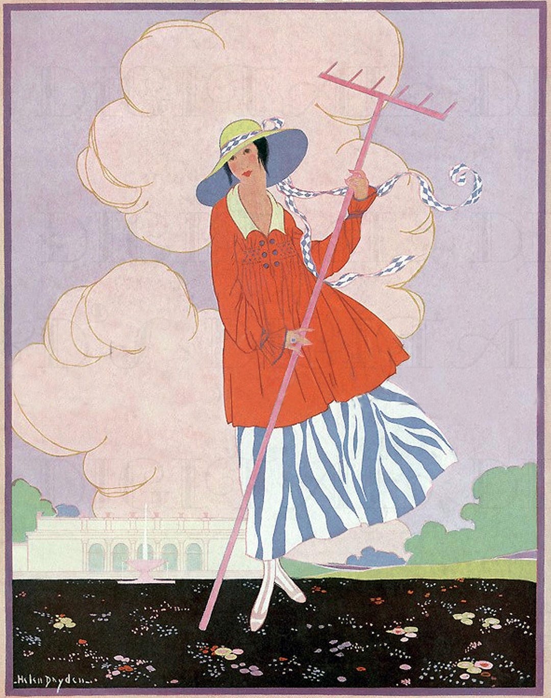 Early Spring Gardening Flapper Illustration: Art Deco Print (digital ...