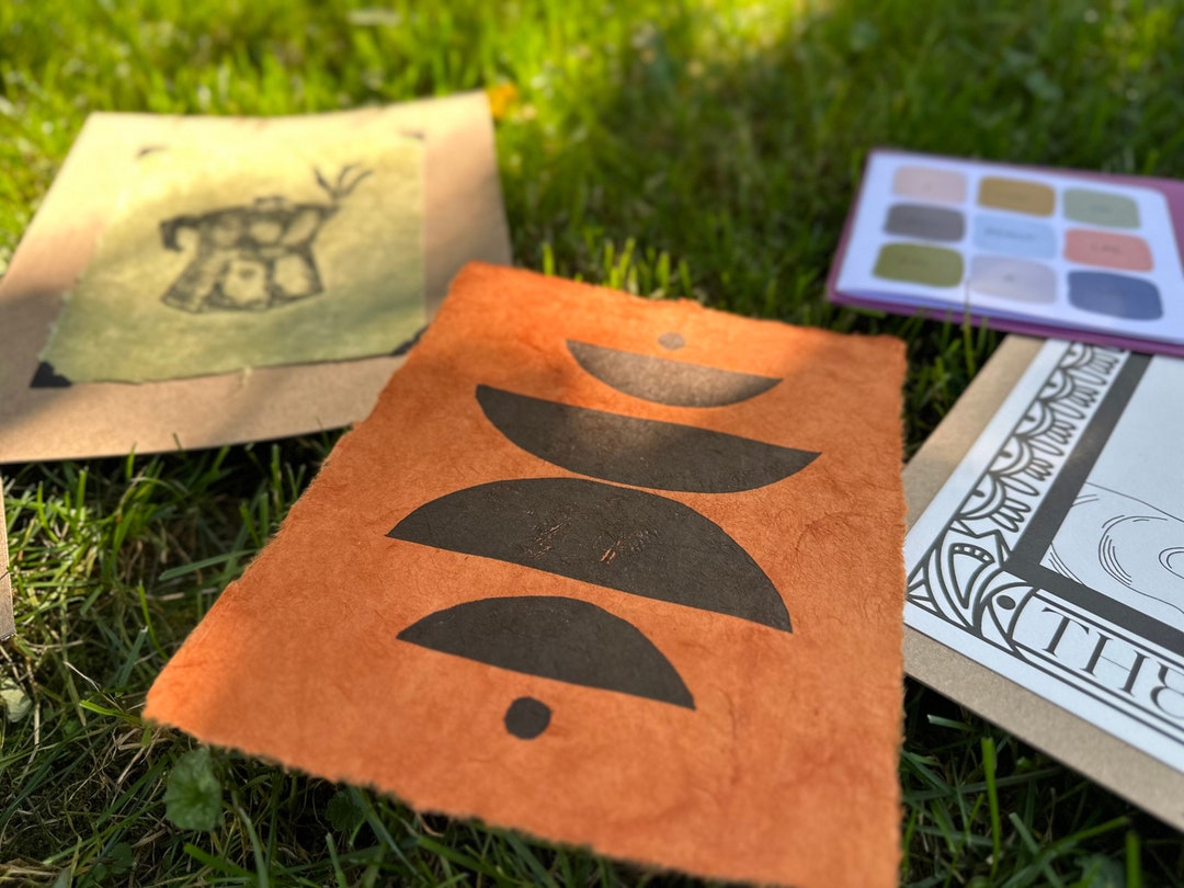 Abstract Block Print Linocut Lino Print Relief Print Lokta Etsy