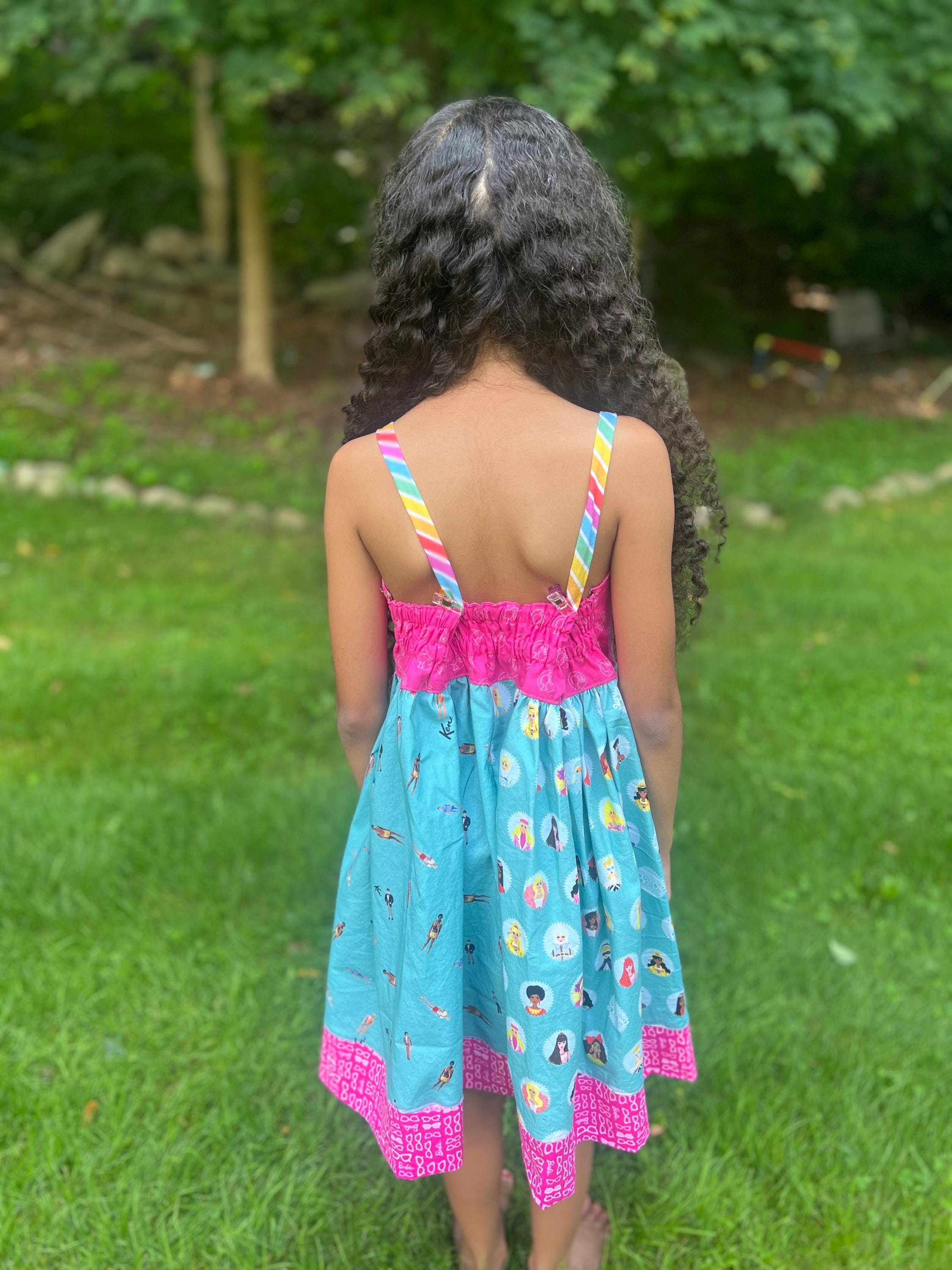 pink-and-turquoise-girls-sundress-with-fun-dolls-etsy