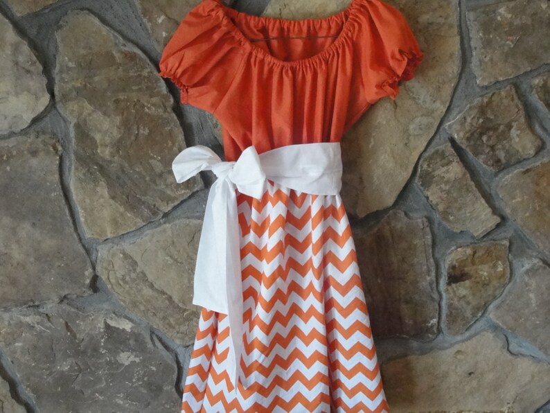 Ladies Orange and White Chevron Peasant Dress Sizes XLXXL Etsy