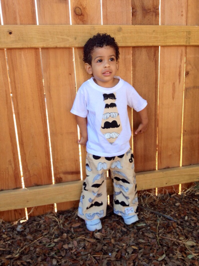 Boys' Mustache 2 Piece Set....Applique Shirt and image 0
