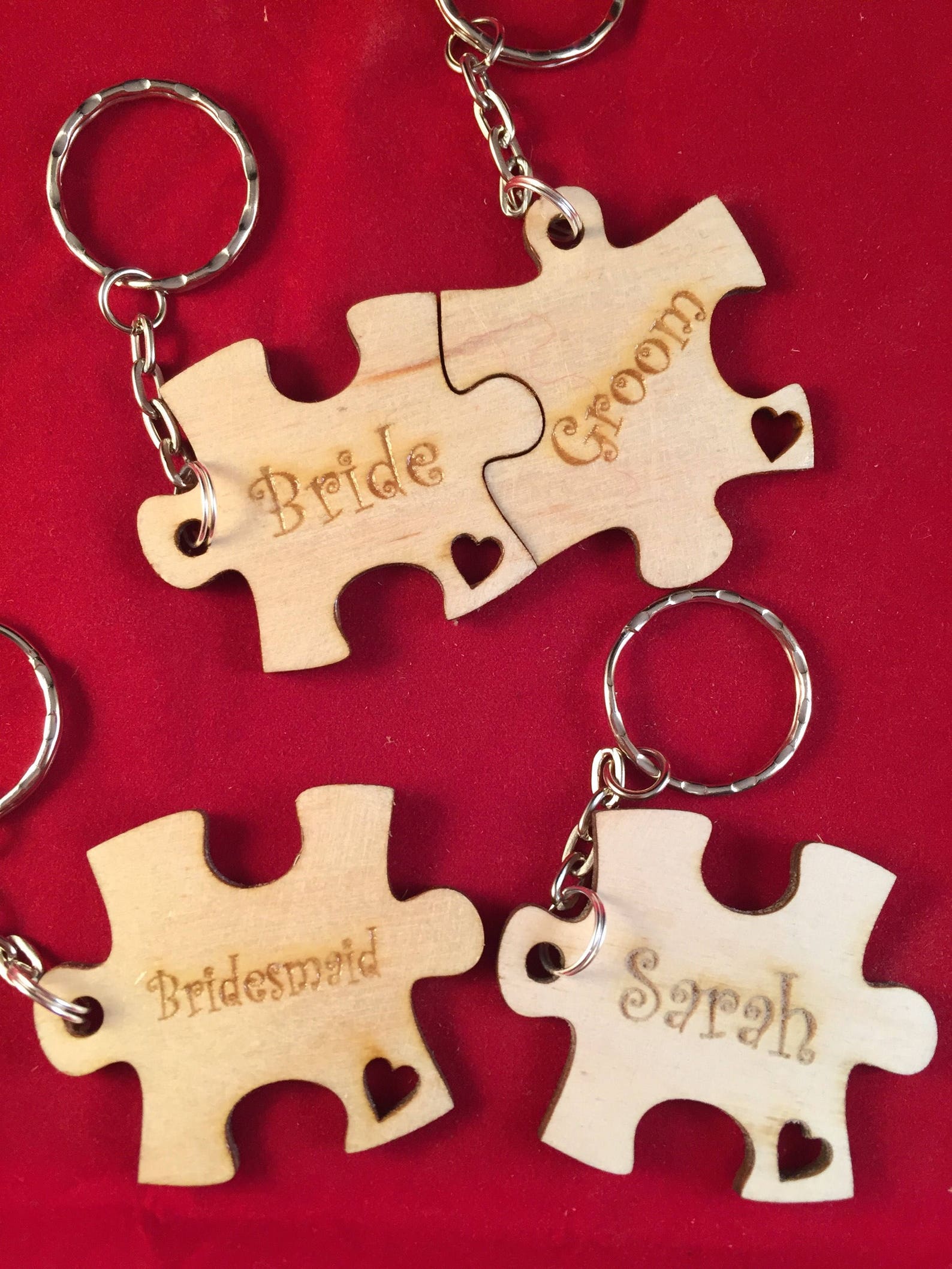 Personalised jigsaw piece keyring gift for bride & groom Etsy