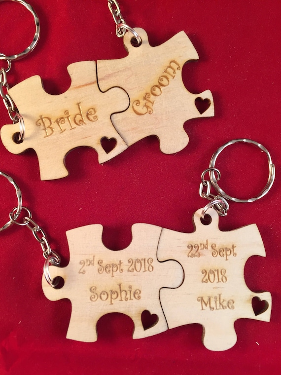 Personalised Jigsaw Keyrings Couple/'s gift wedding anniversary valentines