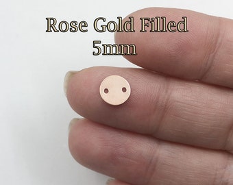 Rose Gold Filled tiny Connectors 5mm bulk , 10 50 150pcs 25%Off , rose gold connectors Links , disc stamping Blanks , jewelry making disc