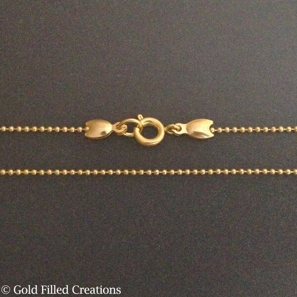 Gold Filled necklaces chain ball you choose 16 18 20 22 24 26 28 30inch - finished yellow gold necklace - dainty long necklace ready to wear