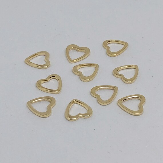 10 Tiny Gold Plated Heart Charms, Heart Spacer Beads, Bulk Charms for  Jewelry Making HC-G 