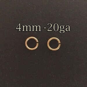 30pcs Gold filled jump rings 4mm 20ga , gold open jump rings 4x0.8mm , gold fill jump rings connectors , supply jewellery findings