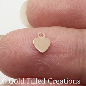 20pcs Rose Gold filled tiny heart charms pendant 6.5mm , Rose gold heart charms , gold  heart charms bulk , Jewelry making charm
