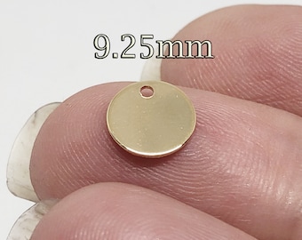 Gold Filled Stamping Blank bulk , 10 50 pcs 25%Off , Round Disc Tag 9.25mm 26ga , tiny Stamping Blank yellow Gold , gold fill disc