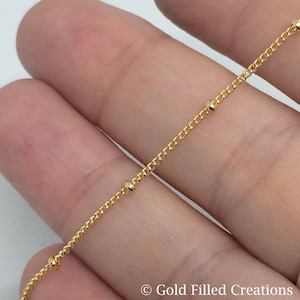 Gold Filled chain satellite 1.2mm , 1 3 5  Feet , gold fill satellite chain curb balls 1.9mm , yellow gold satellite chain