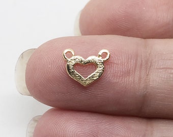 Gold filled heart connectors charms bulk , 10 50 100pcs 20%OFF , gold heart connectors , Gold fill Tiny heart charm , Small heart connector