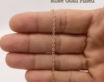 Rose Gold Filled Flat Cable chain 1.9mm , 1 3 5 10 20 30 Feet 20%OFF , rose gold fill flat cable chain , bulk rose gold flat cable chain