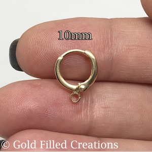 Gold filled leverback earrings 10mm bulk , 4 10 30 pieces 20% OFF , gold Round One Touch Earring , gold fill Round Edge Hoop Earring