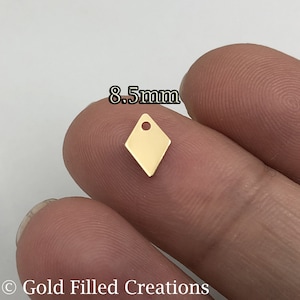 Gold Filled Diamond charms 8.5mm bulk , 10 50 150 pcs 20% OFF , Gold Diamond pendant charm , gold Flat Charm diamond , bulk Jewelry Supplies