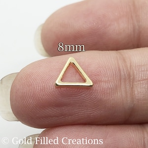 Gold filled Triangle Pendant Charm Link 8mm bulk , 5  50 100pcs 20%Off , Gold Triangle Charms , Gold fill Triangle Pendant Geometric