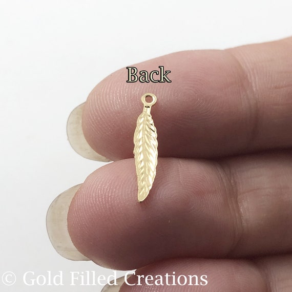 Gold Filled Charms Feather Bulk 5 25 50 Pieces 20 OFF Gold