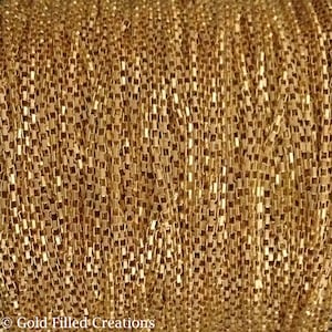 Gold Filled  Box chain 1.1mm bulk , 1 3 5 10 20 30 Feet 20% discount , yellow gold fill Box chain , jewelry making tiny box chain gold fill