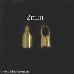Gold filled end caps 2mm bulk , 10 30 100 pcs 25%Off , Leather Cord end caps gold  , Round Crimp Leather Cord End Cap gold fill