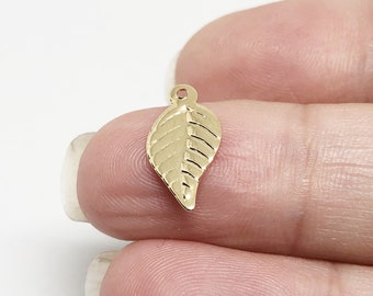 Gold filled Leaf charms 15mm bulk , 10 50 100pcs 20%OFF , gold leaf pendant charms , gold fill charm pendant leaves , supply jewelry finding