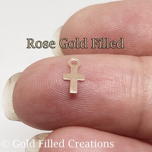 Rose Gold filled Tiny cross charms pendent 8mm bulk , 30 100 250 pcs 25%OFF,  rose Gold Cross Religious Charm , rose Gold fill charms Cross