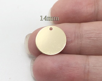 Gold Filled Stamping Blanks bulk , 2 10 30 pcs 20%Off , gold Round Disc 14mm 25ga , gold fill disc stamping blank , yellow gold round disc