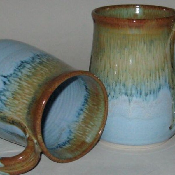 Pottery Mug, XL 20 oz in Sand 'n' Sea, Handmade, Microwave Dishwasher Safe