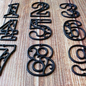 House Numbers Cast Iron Black Wall Hangers Decorative Victorian Decor 4.5 inches Table Numbers image 2