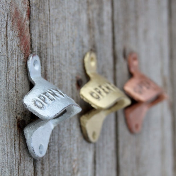 Bottle Opener Wall Mounted Cast Iron Open Here