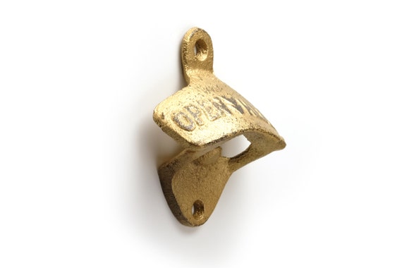 Bottle Opener Wall Mounted Rustic Metallic Gold Shabby Cast Etsy