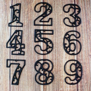 House Numbers Cast Iron Black Wall Hangers Decorative Victorian Decor 4.5 inches Table Numbers image 3