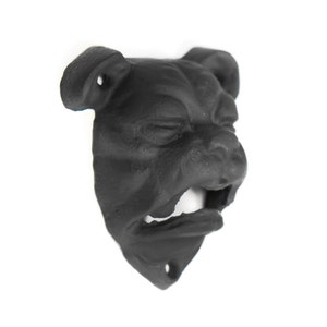 Bulldog Bottle Opener Cast Iron Wall Mounted Matte Black Rustic Bar Decor Bull Dog Lover Pitbull