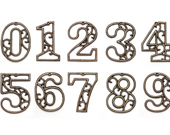Rustic Cast Iron House Numbers Aged Brass 4.5 inches